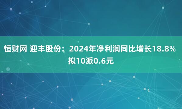 恒财网 迎丰股份：2024年净利润同比增长18.8% 拟10派0.6元