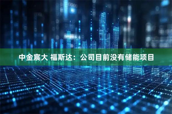 中金宸大 福斯达：公司目前没有储能项目